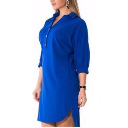 Plus size Dresses Big Size 6XL Woman Dress Autumn Solid Sexy Split Irregular Shirt Dresses Plus Size Long sleeve Women Clothing 6xl dress 221121