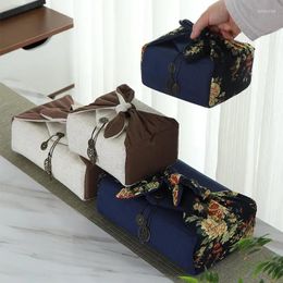 Storage Bags Handmade Cotton Linen Tea Cup Box Large Thickened Bag Travel Portable Set For Ceremony