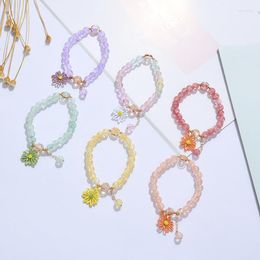 Strand Bohemian Exquisite Daisy Flower Crystal Stretch Beaded Bracelet Creative Cute Fashion Jewellery For Women Gifts