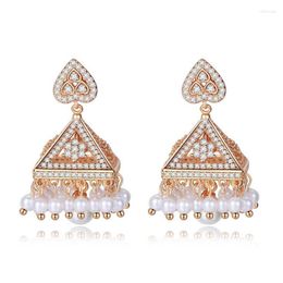 Dangle Earrings Jhumka Beads Bell Drop Crystal Rhinestone Bridal Wedding Party Jewellery Bollywood Gypsy Jhumki Ethnic Tribal