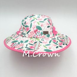 Hats Kids Girls Polyester Sublimation Print Bucket Cap With Cloak And Mesh Inserts On Both Sides