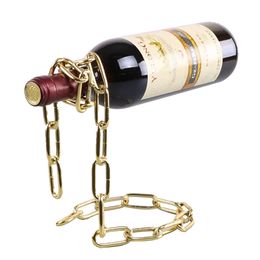 Tabletop Wine Racks Magic Metal Hanging Suspension Chain Wine Racks European Retro Creative Handmade Restaurant Bar Stand Bracket Display Stand 221121