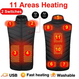 Men's Vests 11 Areas Heated Men Women Jacket Winter Usb Heating Self Thermal Down Warmte 221121