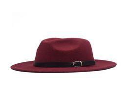 Sombreros de lana de lana de oto￱o e invierno Corea de lana hebilla Big Brim Hat, sombrero liso de alta calidad 2020, nuevo sombrero redondo de moda4626540