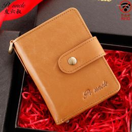 Wallets Genuine Leather Mens Cow Men Short Wallet Coin Pocket And Cards Holder High Quality Money Purses For Male