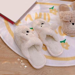 Clothing Storage 1 Pair Women Slippers Soft Fine Stitching Plush Winter Warm House Comfortable For Home Bedroom Couples Floor Shoes