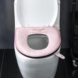 Toilet Seat Covers Pink Zipper Portable Cushion With Hanging Ring Antibacterial Bathroom Soft Warm Washable Lid