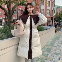 Women's Trench Coats Sanmuzi Fast Fashion Women's Wear - Double-layer Doll Neck Loose Waist Over Knee Long Thickened Cotton Jacket