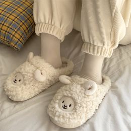 Slippers desenho animado Cut Cutod Cotton Autumn e Winter Indoor Casal casal quente Faux Fur Girl Heart Shoes 221119