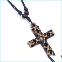 Pendant Necklaces Old Jesus Cross Necklaces Adjustable Long Chain Resin Pendant For Women Men Fashion Jewellery Gift Drop Delivery Pend Dhz2Z