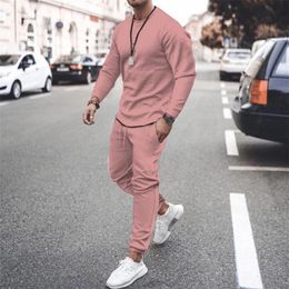 Men's Hoodies Sweatshirts Autumn Men Sets Male Pure Long Sleeves TshirtSweatpants Suit Casual Outfit 2 Pieces Sets Comfortable Pullover Tracksuit 221122