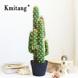 Faux Floral Greenery 30/43cm Tropical Plants Large Artificial Cactus Tree Indoor Fake Succulent Plant Branch Plastic Desert Thorn Ball For Home Decor 221122