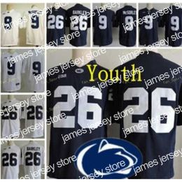 American College Football Wear Nik1 Youth Penn State Nittany Lions #9 Trace McSorley 26 Saquon Barkley Kids Big Ten Penn State Navy Blue White Stitched College Footba