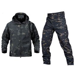 Men's Jackets Outdoor Tactical Military Jacket Men Softshell Fleece Camouflage Waterproof JacketPants Camping Hiking Hunting Airsoft Suit 221122