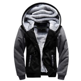 Hoodies Shionfa Patchwork Fleece Men's Hoodie Winter Thick Sweatshirts Casual Hooded Cardigan Fashion Bomber Fur Jackets Zipper Coat 5xl Y2211