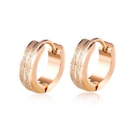 Hoop Earrings JHSL Women Small Fashion Jewelry Cute Young Lady Stainless Steel Rose Gold Color Dangler Ear Ring