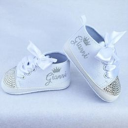 First Walkers Baby Name Picture Custom Handmade Shoes Christening born Lace-up Infants Toddler 221122