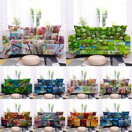 Chair Covers Plaid Elastic Sofa Cover For Living Room L Sectional Corner Flower And Leaf Armchair 1/2/3/4 Seater Floral Slipcovers