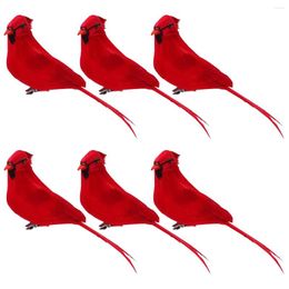 Decorative Flowers 6 Pcs Artificial Feather Birds Red Foam Bird Simulation Ornament Creative Fake For Craft Home