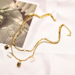 Never Fading Gold Plated Luxury Brand Designer Pendants Necklaces Stainless Steel Lock Letter Choker Pendant Necklace Chain Jewelry Accessories Gifts AA1748