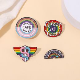 Cartoon Jewelry Brooches Letters Rainbow alloy paint brooch Metal badge pin