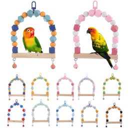 Other Pet Supplies Bird Swing Toys Parrot Cage Hanging Toy with Hook Colorful Beads Cute Metal Bells for Small Conures Peony Tiger Skin 221122