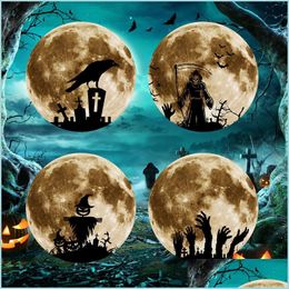 Party Decoration 30Cm Luminous Stickers Halloween Decorations Party Decor Noctilucent Pumpkin Moon Holiday Window Decoration 3194 T2 Dhnaj