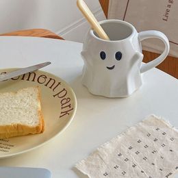 Mugs Halloween Cartoon Cute Ghost Elf Ceramic Cup Water Coffee Milk Juice Novelty Gifts 221122