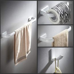 Bath Accessory Set Brass White Bathroom Accessories Single Towel Rail Ring Toilet Roll Holder Coat Hook Wall Mounted