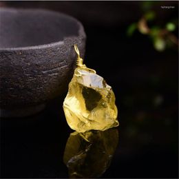 Pendant Necklaces Real Citrine Fortune Yellow Crystal Quartz Wealth Energy Stone Saffronite Charms Necklace Woman Healing Jewellery Making