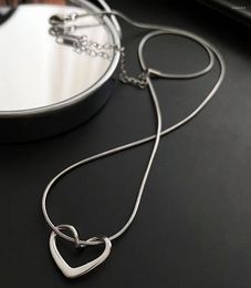 Chains Fashio Simple Necklaces For Women Gold Pearl Silver Hollow Heart Stainless Steel Clavicle Chai Bead Striped Stone Pendant Half