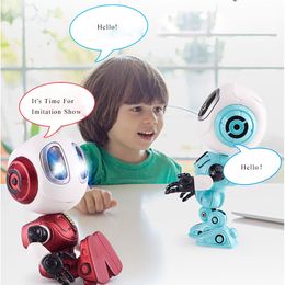 RC Robot Smart Touch Sensing Talking Toy Head Touch Sensitive LED Lights Alloy Toys For Kids Gift Red Green Blue Boy 221122