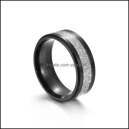 Band Rings Ice Silk Foil Gold Sier Blue Black Colour Stainless Steel Ring Band Finger For Men Women Hip Hop Jewellery Fashion Drop Deliv Dhalg