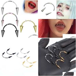 Grillz Dental Grills Bloodsucking Dental Grills Stainless Steel Tiger Teeth Lip Nail Smile Piercing Jewellery For Mouth Drop Delivery Dhlrs