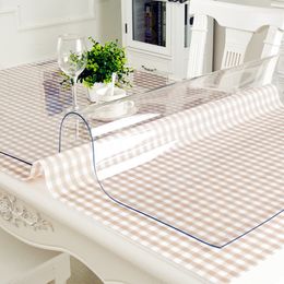 Table Cloth Waterproof PVC cloth Transparent Cover Mat Kitchen Pattern Oil Glass Soft 1.0mm 221122