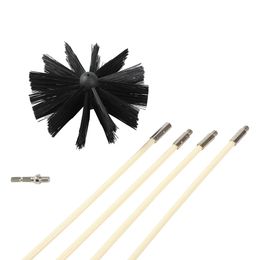 Cleaning Brushes Hard Poles Rotary Chimney Brush Long Handle Rod For Clean Dryer Pipe Fireplace Inner Wall Big Head Tools 221122