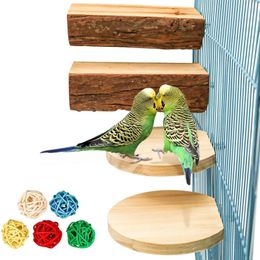 Other Pet Supplies 9 Pack Bird Toys Natural Wood Perch Parrot Stand Cage Snuggle Platform Set Rattan Balls Chew Toy for Pet Birds 221122