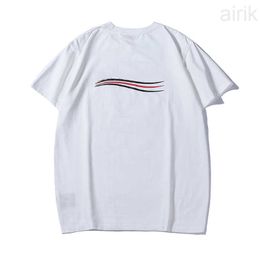 20ss Brand Men's T-Shirt Wavy Pattern Fashion Paris Men's Women's Couple Summer Casual T-Shirts M L XL XXL