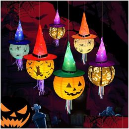 Party Decoration Party Decoration Halloween Witch Hat Led Lights For Kids Decor Supplies Outdoor Tree Hanging Ornament 1994 E3 Drop Dhwyb