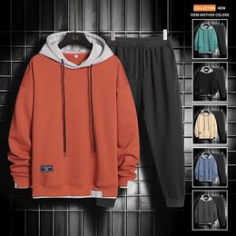 Men's Hoodies Sweatshirts LBL Men's Fake Sweatshirt Pants Sets Fashion Label Design Casual Hooded Pullover Spring Autumn Male Running Tracksuit 221122