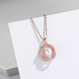 Pendant Necklaces 316L Stainless Steel Fashion Fine High-end Jewellery Inlaid Zircon Intertwined Pearl Geometric Winding Choker For Women