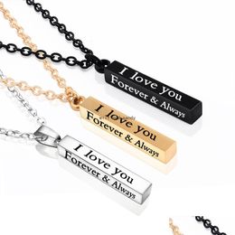 Pendant Necklaces I Love You Forever Always Necklace Stainless Steel Bar Necklaces The Wishing Column Letter Pendant Gold Chains Lov Dhziu