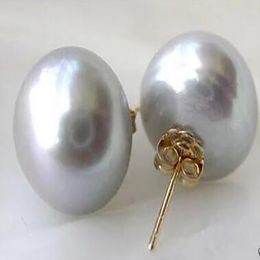 noble Jewellery AAA 11-12mm GREY Freshwater Pearl Stud Earring