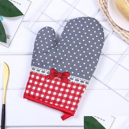 Oven Mitts 1Pc 30X17Cm Oven Mitts Cotton Glove Striped Floral Antiscalding Baking Microwave Insation Bbq Bakeware Kitchen Too 33 G2 Dhk3I