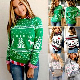 Women's Hoodies Women Christmas Reindeer Snowflake Printed Pullover Tops Lady Fall Winter Long Sleeve T-Shirt Casual Sweatshirt Festival