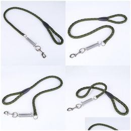 Dog Collars Leashes Doggy Buffer Spring Traction Ropes Polypropylene Fiber Outdoors Dog Rope Outdoor Military Green Dogs Leash New Dhx3F