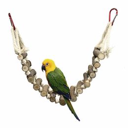Other Pet Supplies Bird Toys Parrot Toy 13 Steps Climbing Ladder for Small or Medium Birds Log with Bark Cotton Rope Woven Swing Bite Bridge 221122