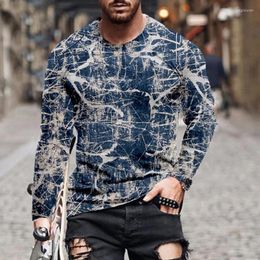 Men's T Shirts 2022 Fashion Pattern Printed T-shirts Mens Autumn Casual Long Sleeve O-Neck Tee Shirt For Men Harajuku Loose Tops Streetwear