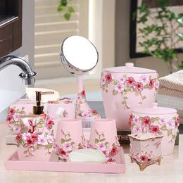 Bath Accessory Set Five-piece Bathroom European Wash Accessories Supplies Kit Wedding Gift Tray Makeup Mirror Tissue