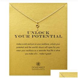 Pendant Necklaces Unlocking Key Necklace With Card Alloy Pendant Necklaces Fashion Jewellery Drop Delivery Pendants Dh6Tp